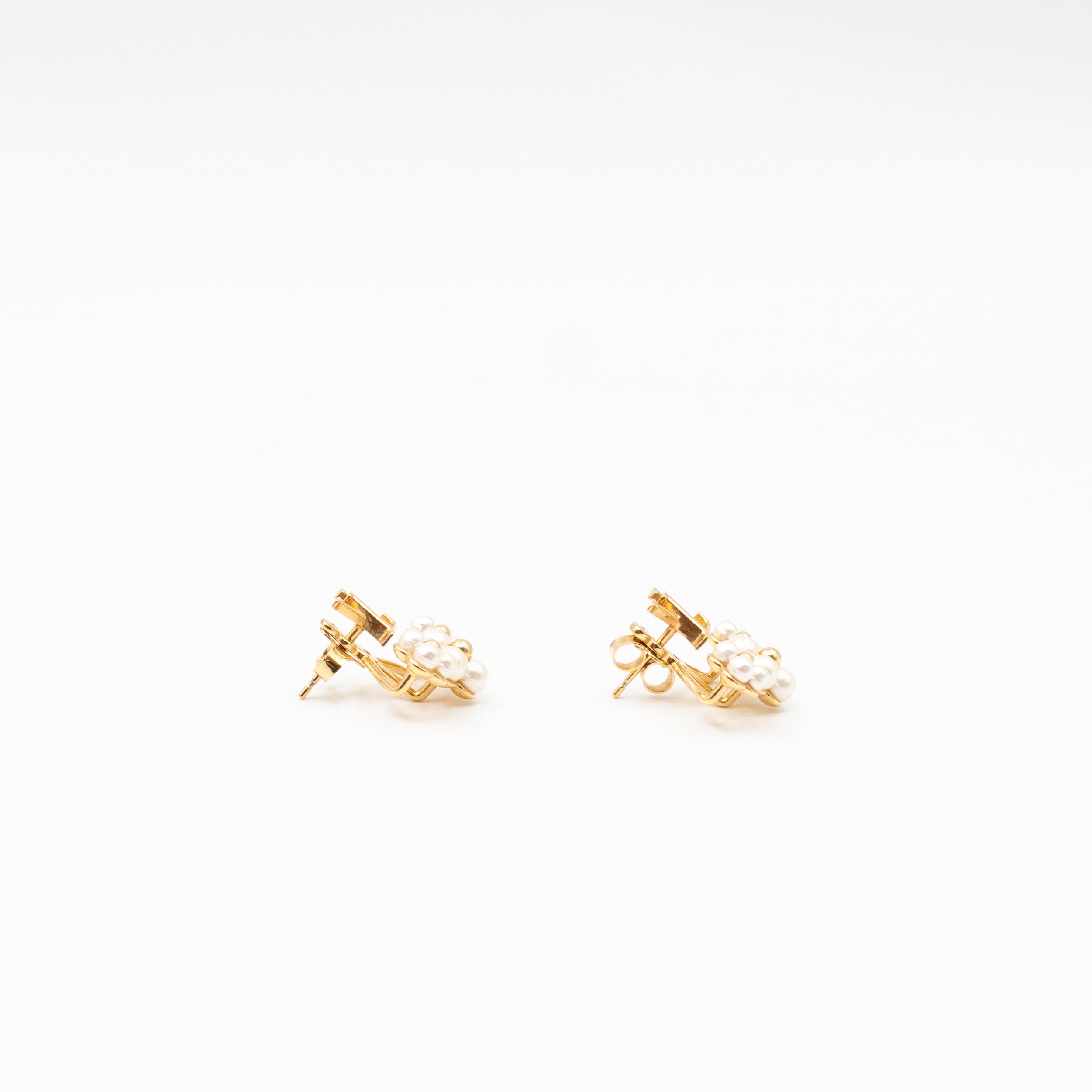 Floragram Earrings Resin Beads White & Gold
