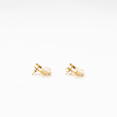 Floragram Earrings Resin Beads White & Gold