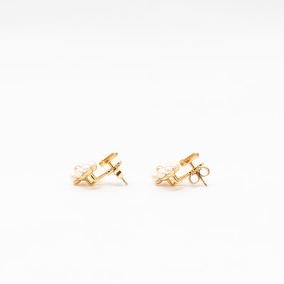 Floragram Earrings Resin Beads White & Gold