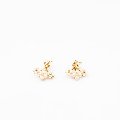 Floragram Earrings Resin Beads White & Gold
