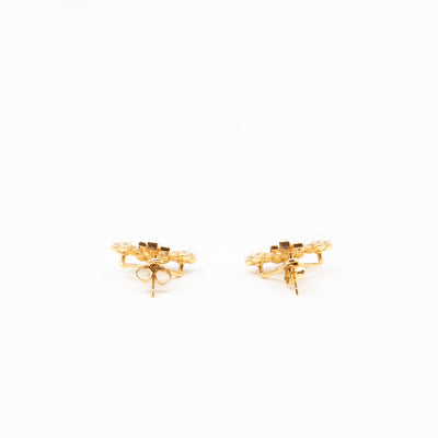 Floragram Earrings Resin Beads White & Gold