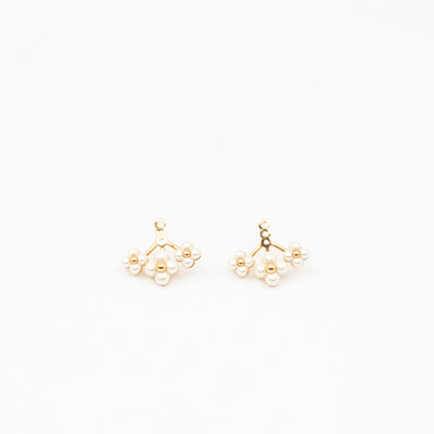 Floragram Earrings Resin Beads White & Gold