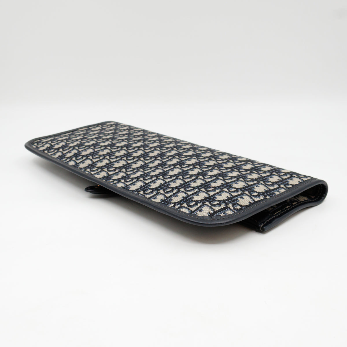 Fold Over Clutch Bag Blue Oblique Jacquard