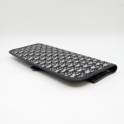 Fold Over Clutch Bag Blue Oblique Jacquard