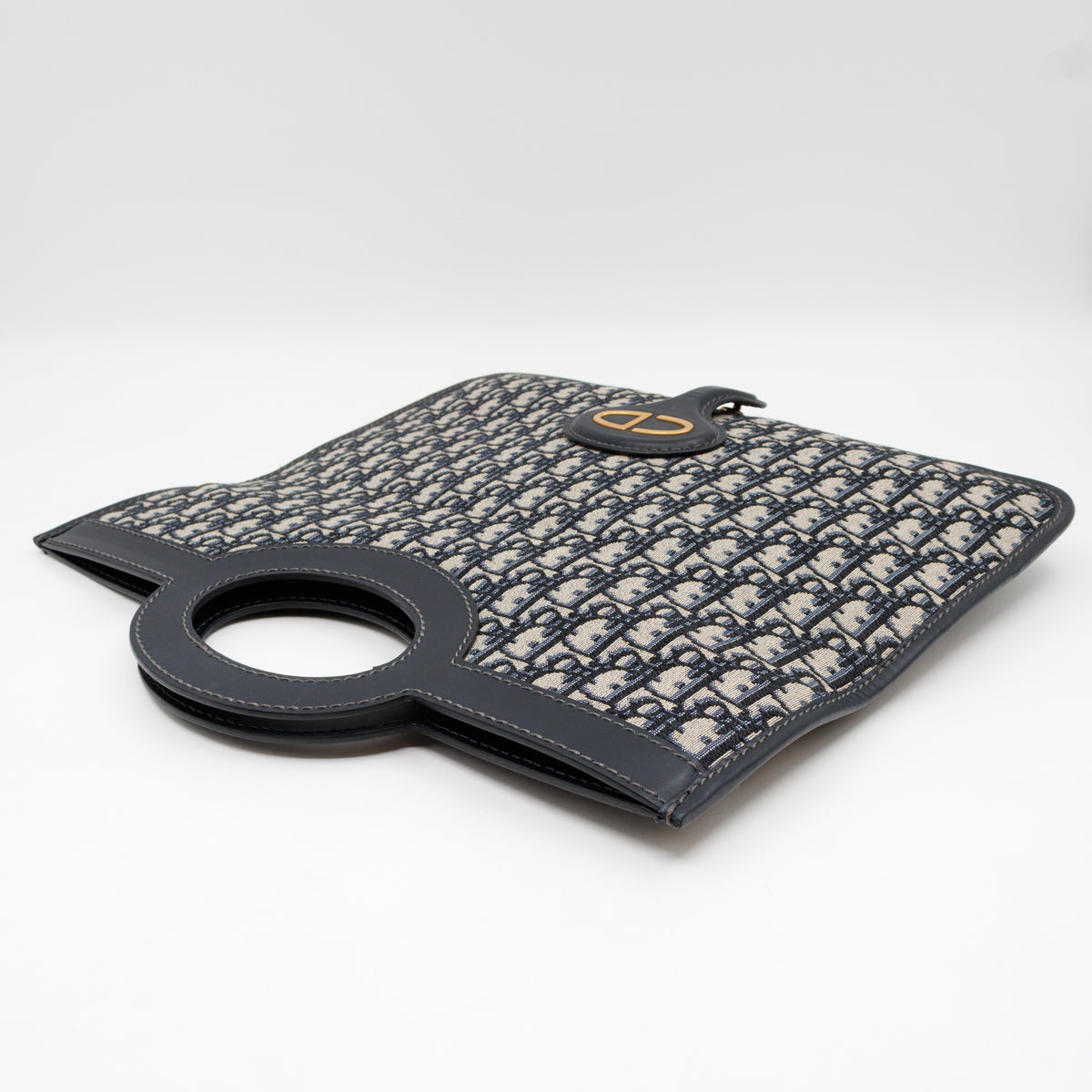 Fold Over Clutch Bag Blue Oblique Jacquard