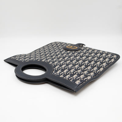 Fold Over Clutch Bag Blue Oblique Jacquard