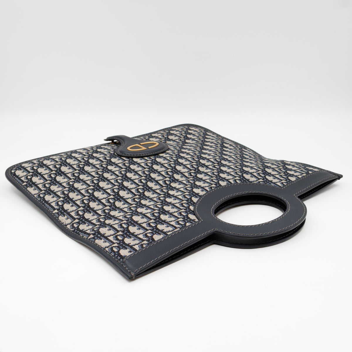 Fold Over Clutch Bag Blue Oblique Jacquard