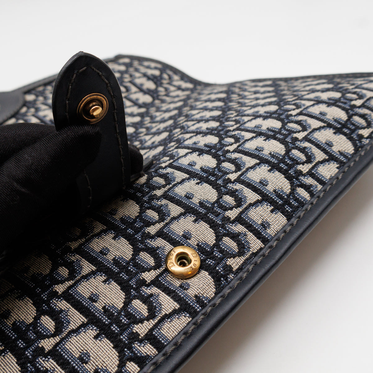 Fold Over Clutch Bag Blue Oblique Jacquard