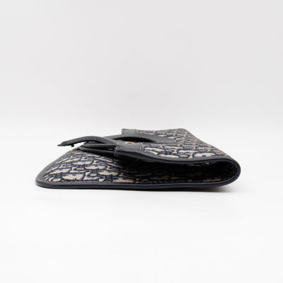 Fold Over Clutch Bag Blue Oblique Jacquard