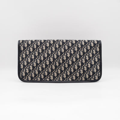 Fold Over Clutch Bag Blue Oblique Jacquard