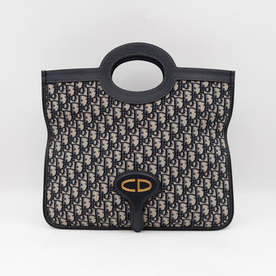 Fold Over Clutch Bag Blue Oblique Jacquard