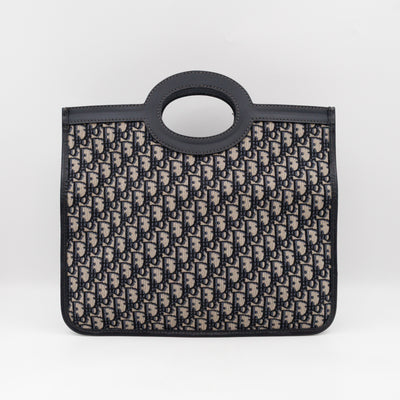 Fold Over Clutch Bag Blue Oblique Jacquard