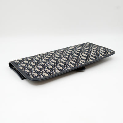 Fold Over Clutch Bag Blue Oblique Jacquard
