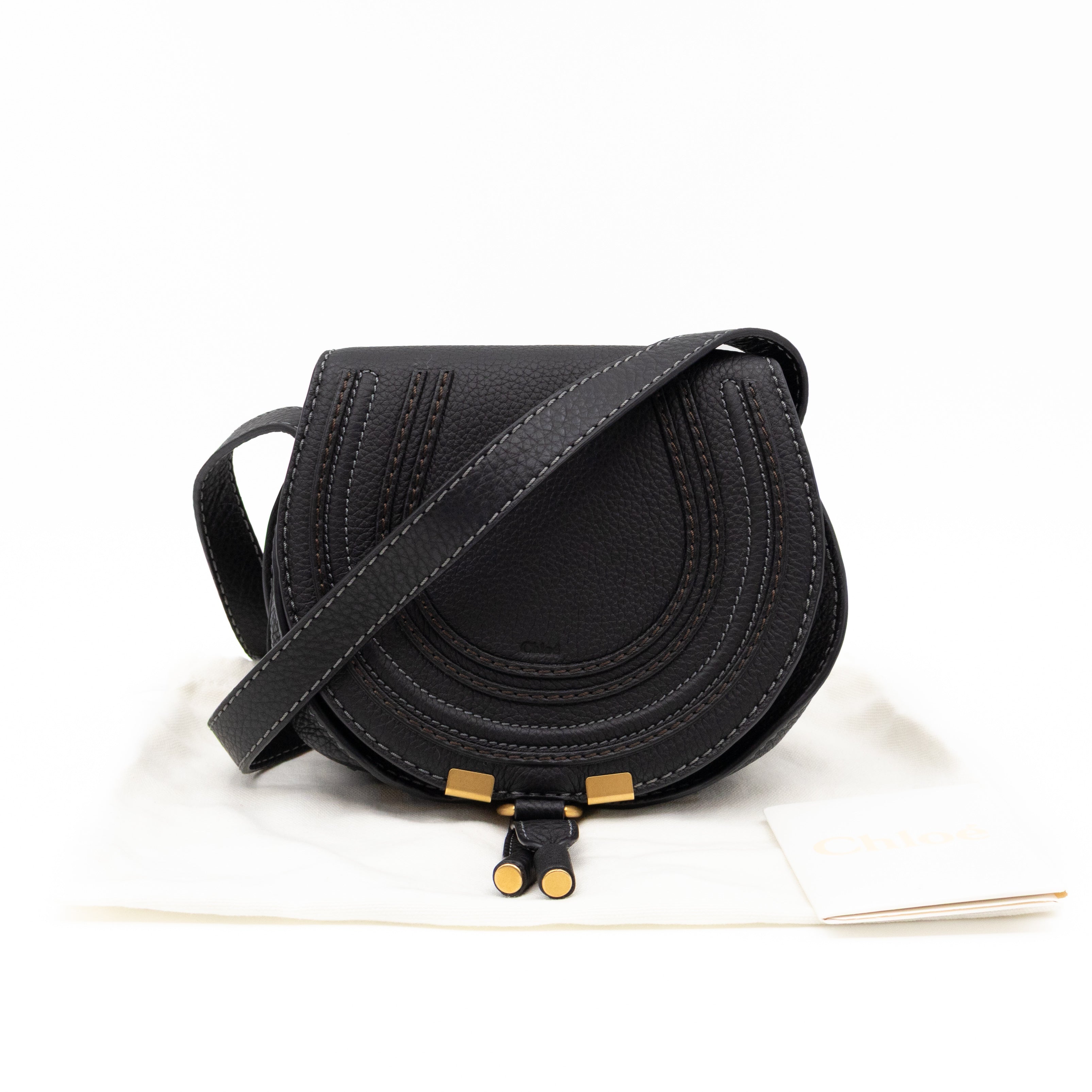 Marcie Saddle Small Crossbody Bag Black Leather