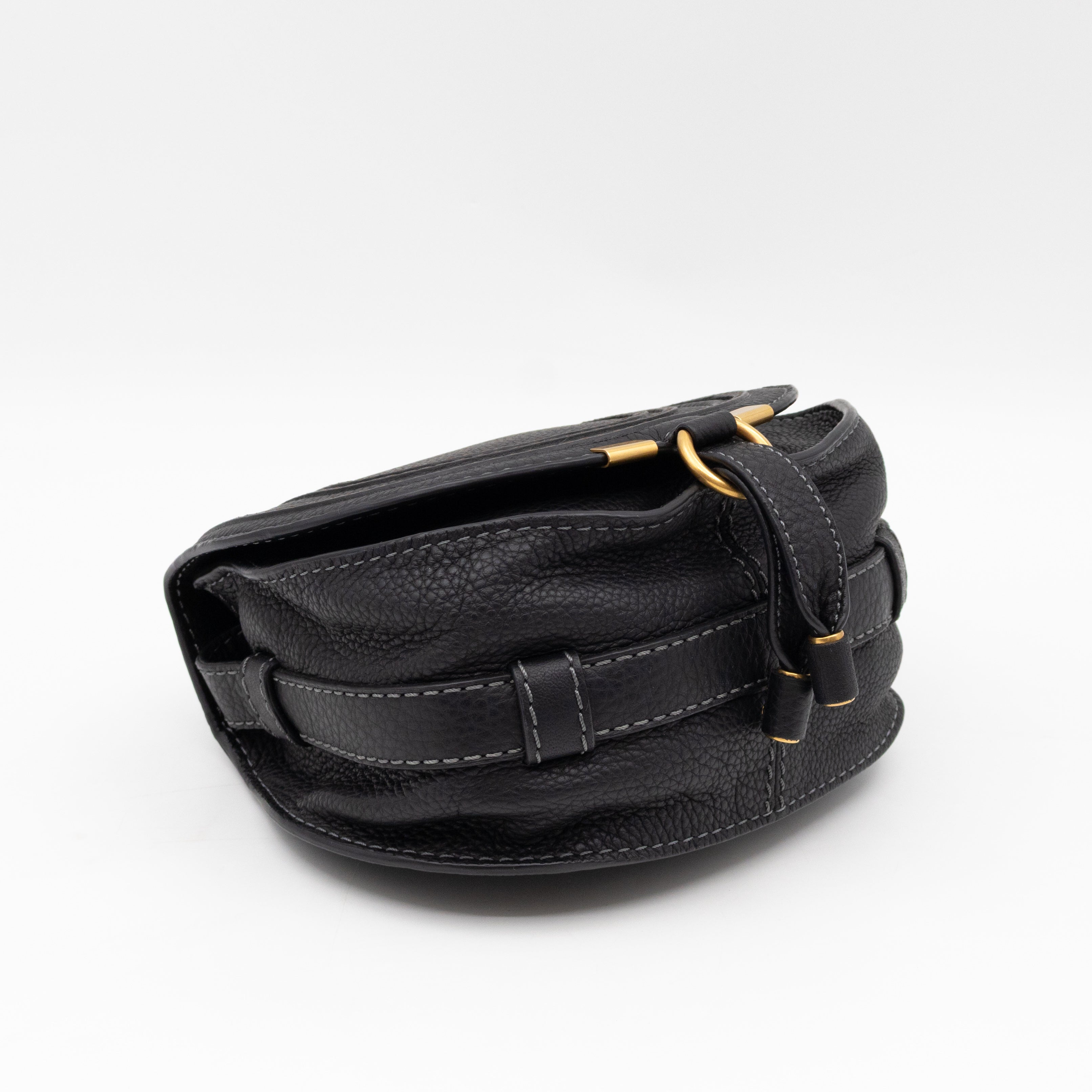 Marcie Saddle Small Crossbody Bag Black Leather