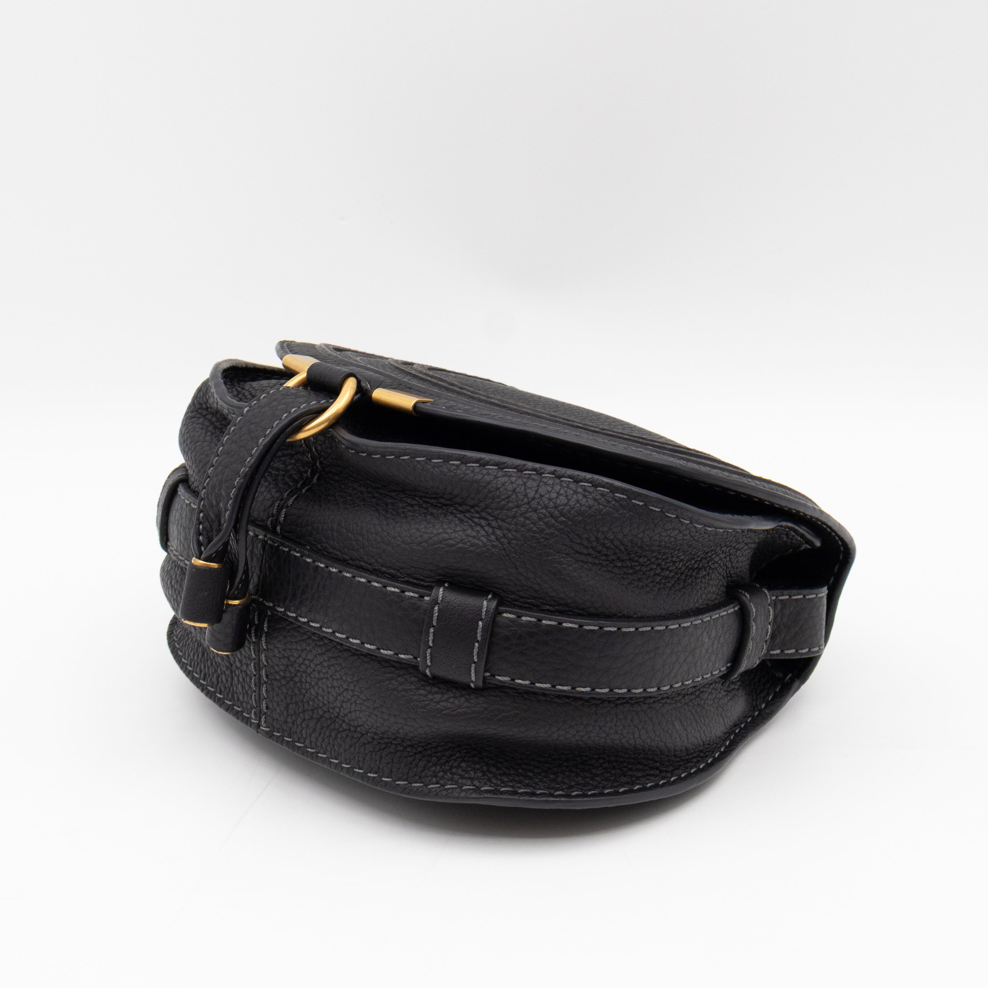 Marcie Saddle Small Crossbody Bag Black Leather