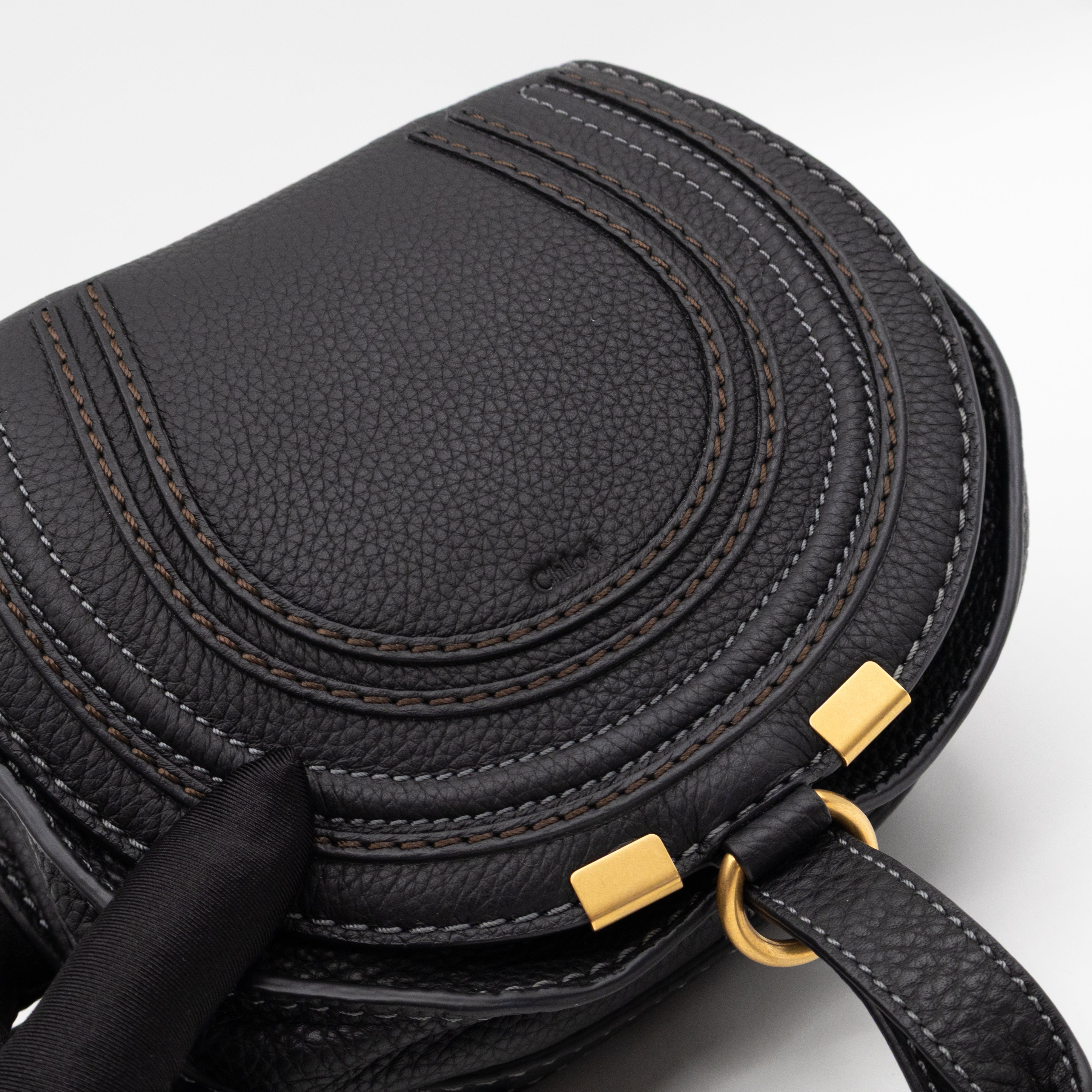Marcie Saddle Small Crossbody Bag Black Leather