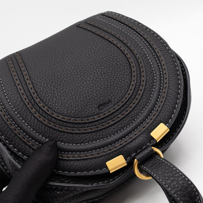 Marcie Saddle Small Crossbody Bag Black Leather