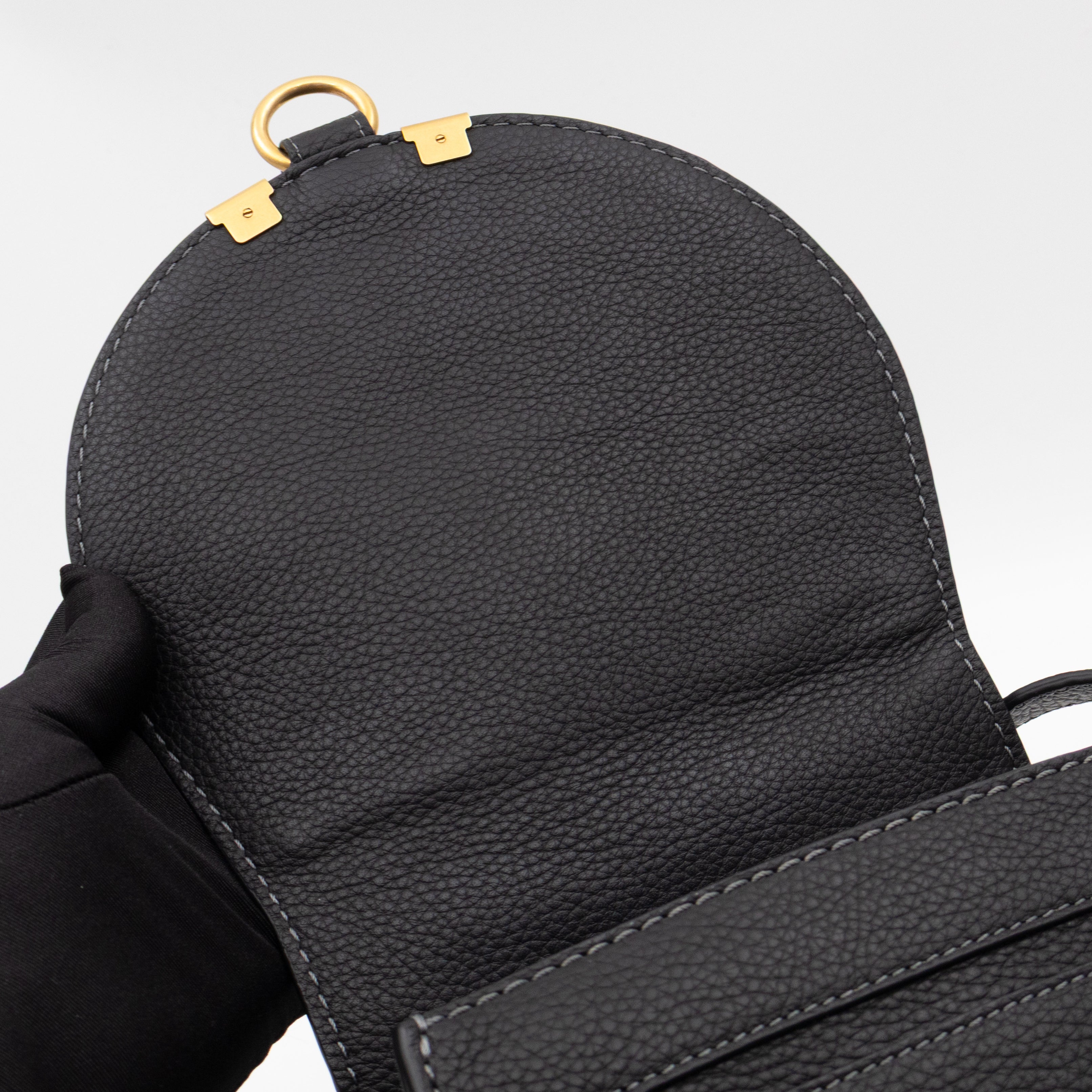 Marcie Saddle Small Crossbody Bag Black Leather