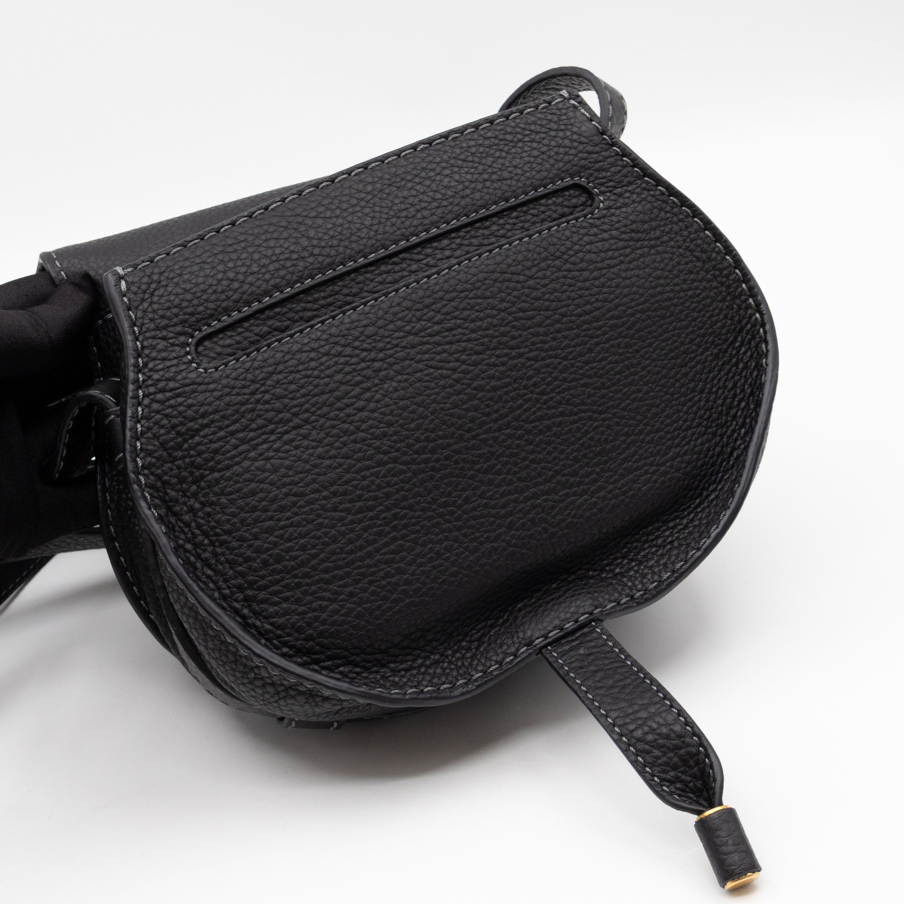 Marcie Saddle Small Crossbody Bag Black Leather