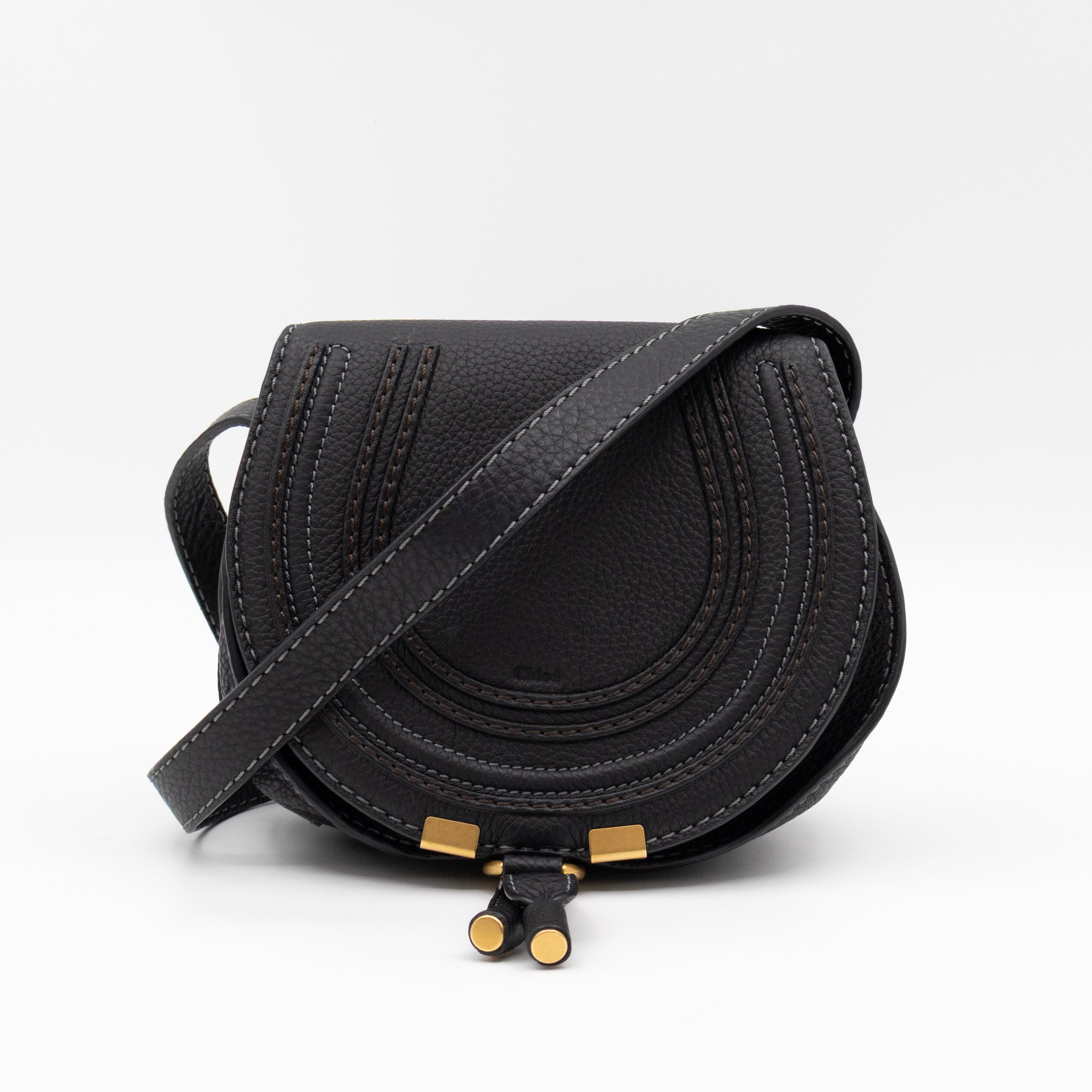Marcie Saddle Small Crossbody Bag Black Leather