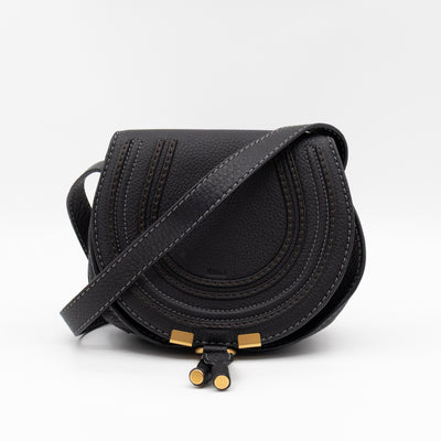 Marcie Saddle Small Crossbody Bag Black Leather