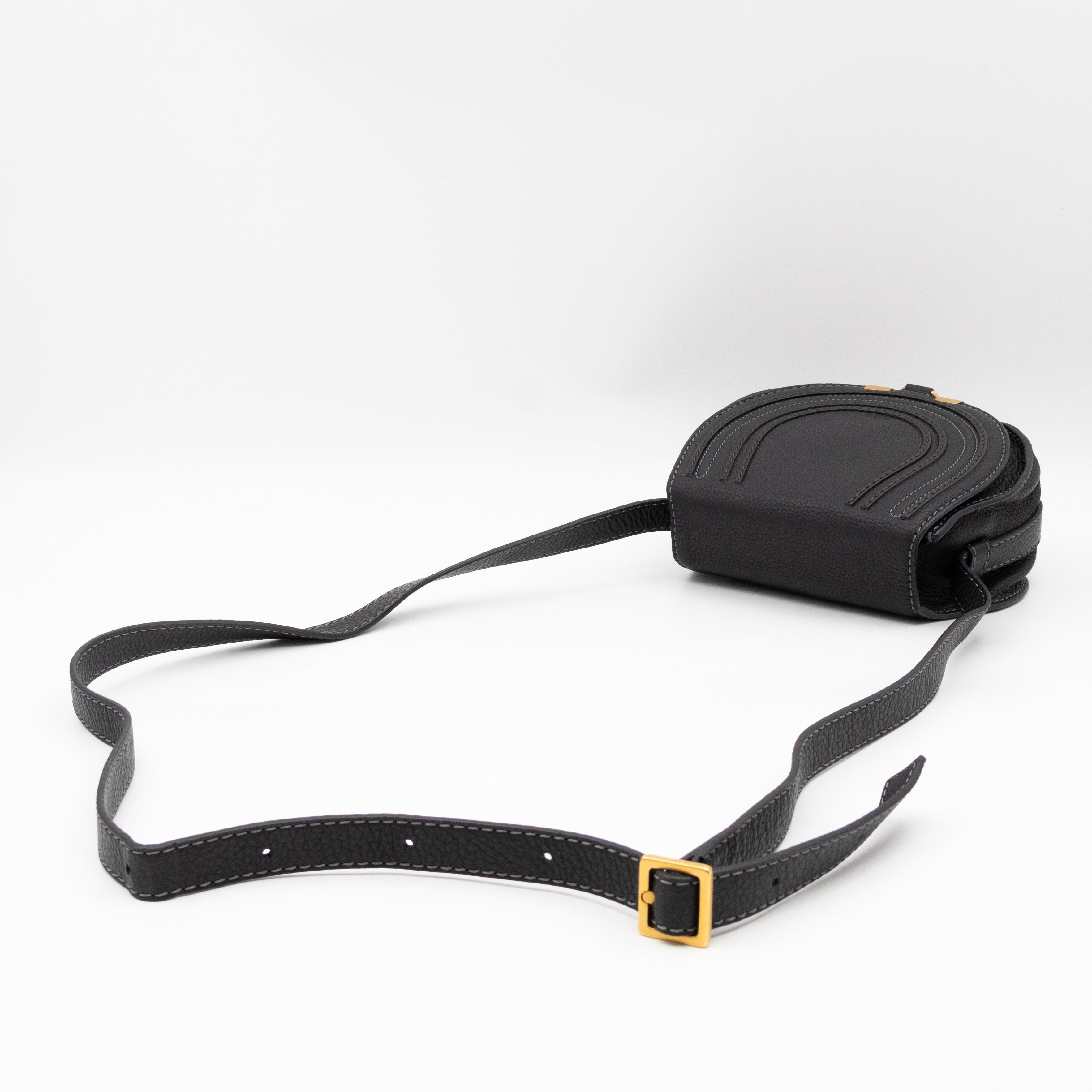 Marcie Saddle Small Crossbody Bag Black Leather