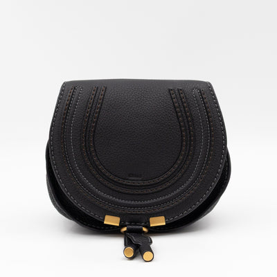 Marcie Saddle Small Crossbody Bag Black Leather
