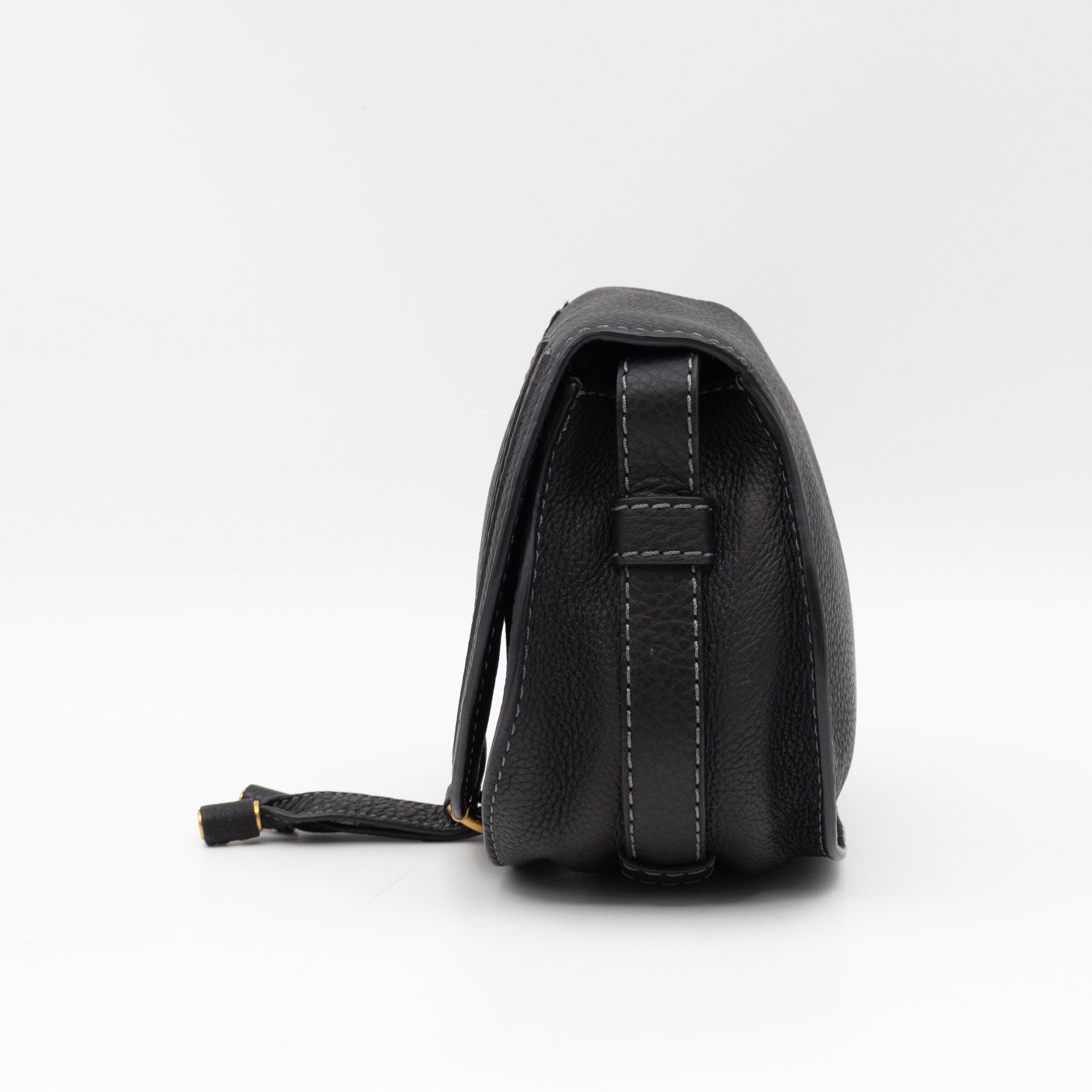 Marcie Saddle Small Crossbody Bag Black Leather