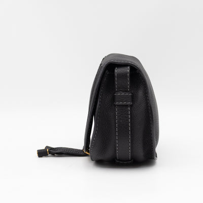 Marcie Saddle Small Crossbody Bag Black Leather