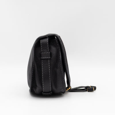 Marcie Saddle Small Crossbody Bag Black Leather