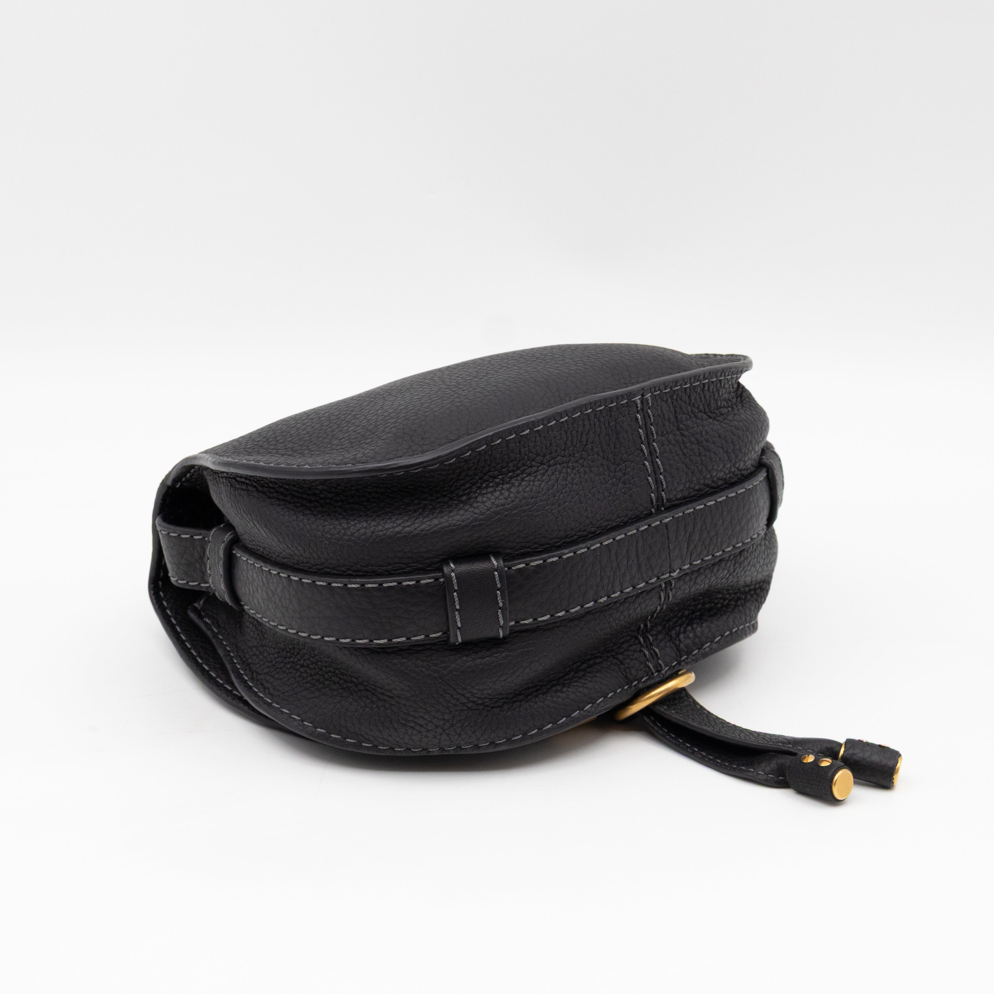Marcie Saddle Small Crossbody Bag Black Leather