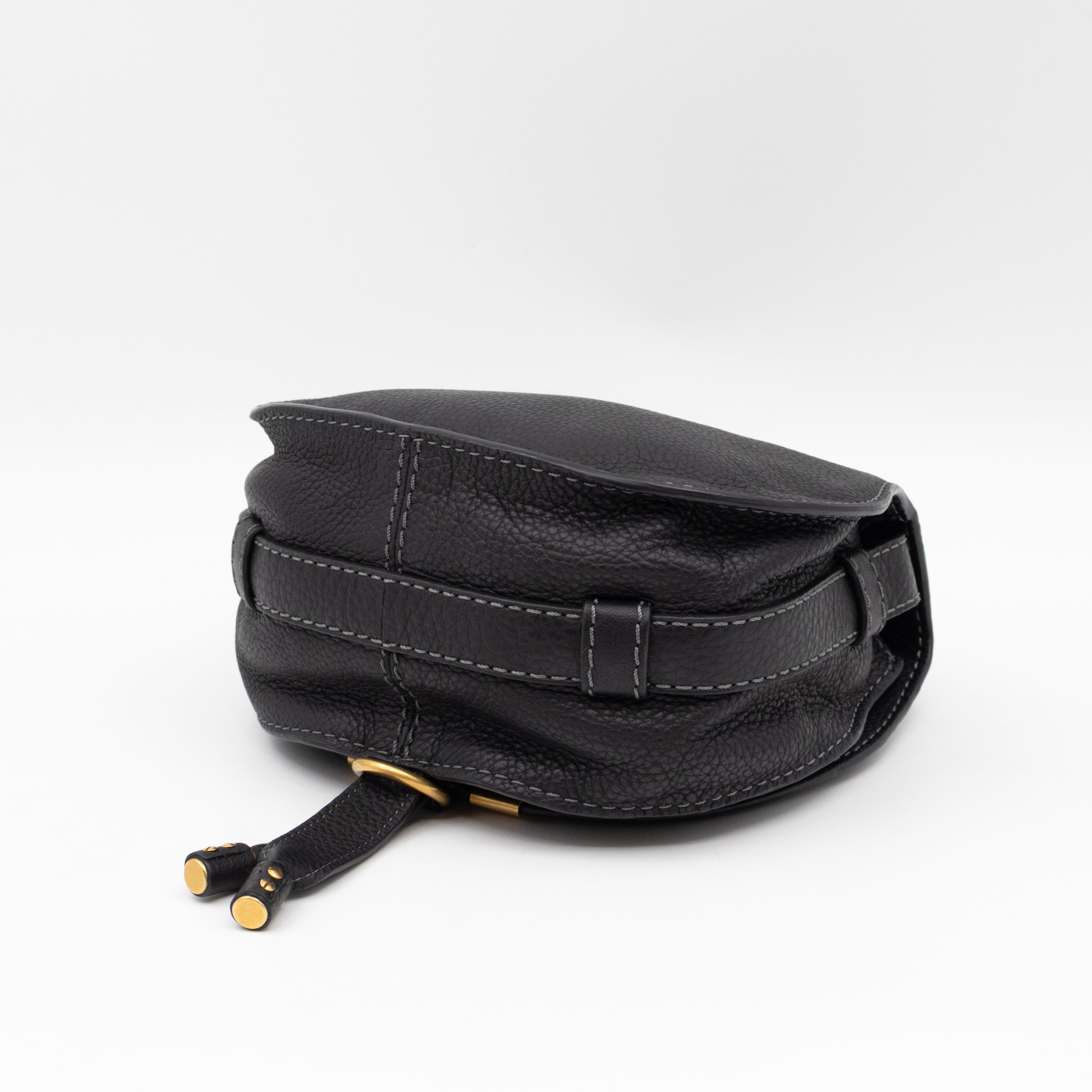 Marcie Saddle Small Crossbody Bag Black Leather