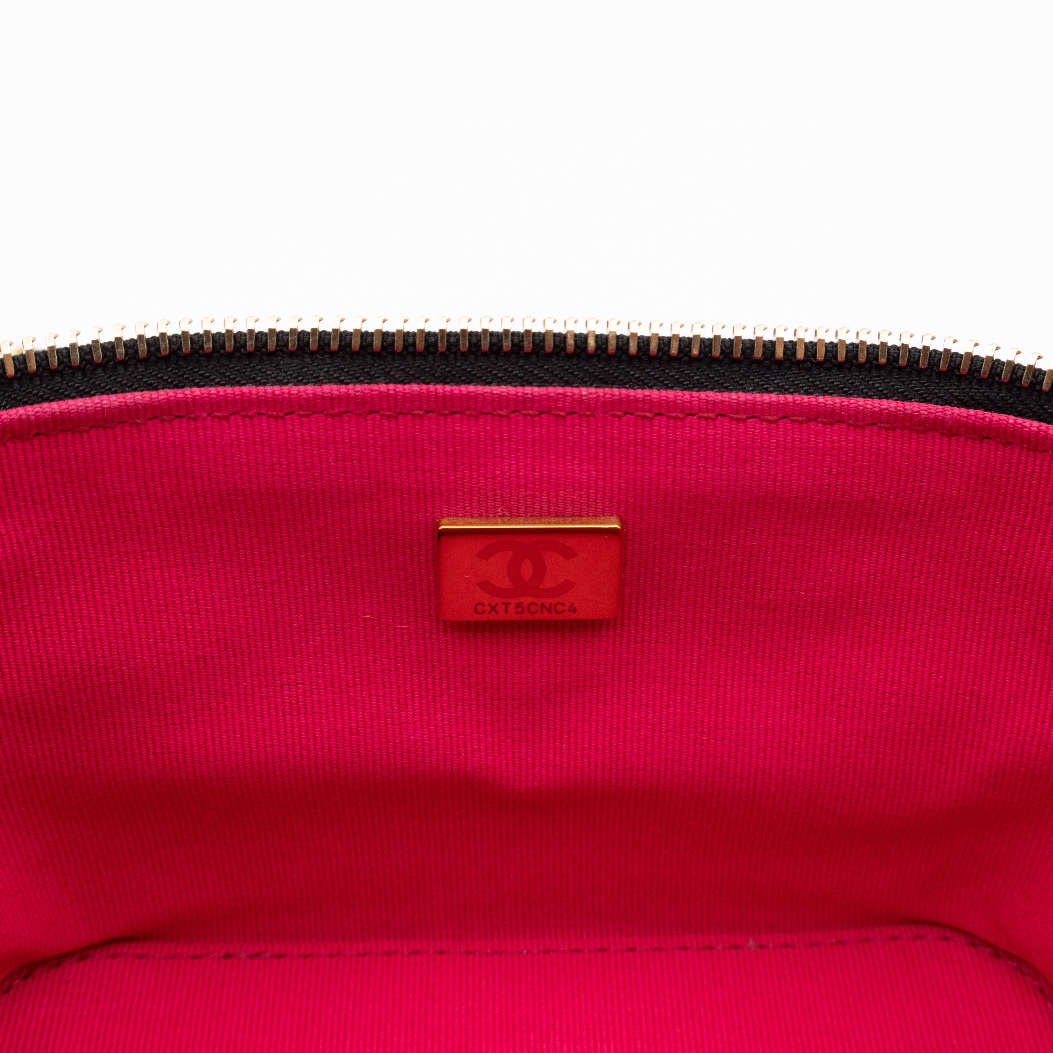 CC Chain Vanity Case Small Black Leather