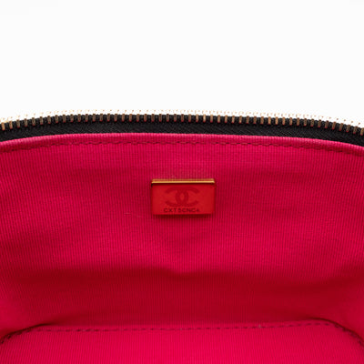 CC Chain Vanity Case Small Black Leather