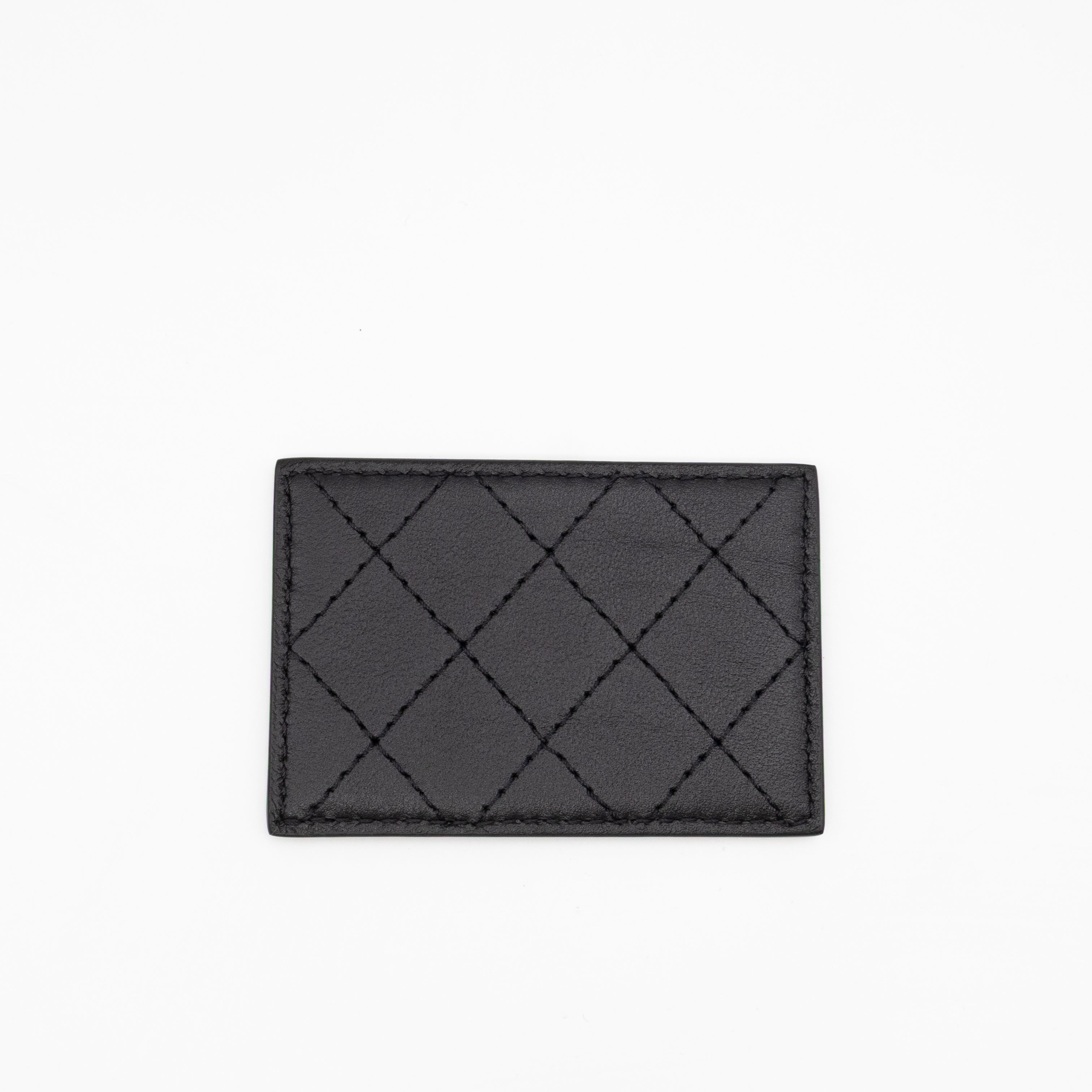 CC Chain Vanity Case Small Black Leather