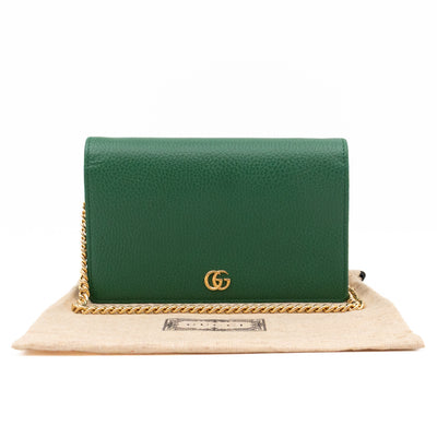 Bi-color GG Marmont Wallet On Chain Green Leather