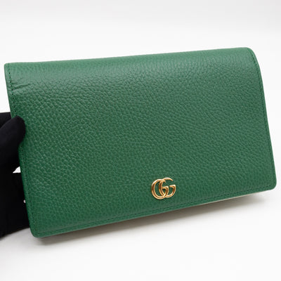 Bi-color GG Marmont Wallet On Chain Green Leather