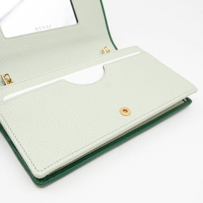 Bi-color GG Marmont Wallet On Chain Green Leather