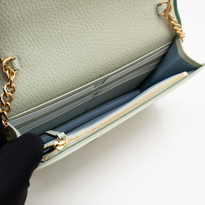 Bi-color GG Marmont Wallet On Chain Green Leather