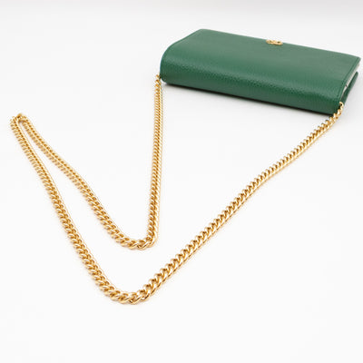 Bi-color GG Marmont Wallet On Chain Green Leather