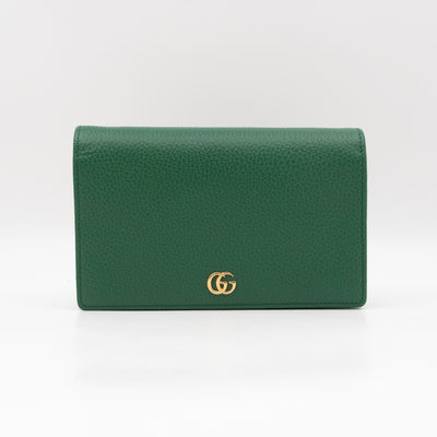 Bi-color GG Marmont Wallet On Chain Green Leather