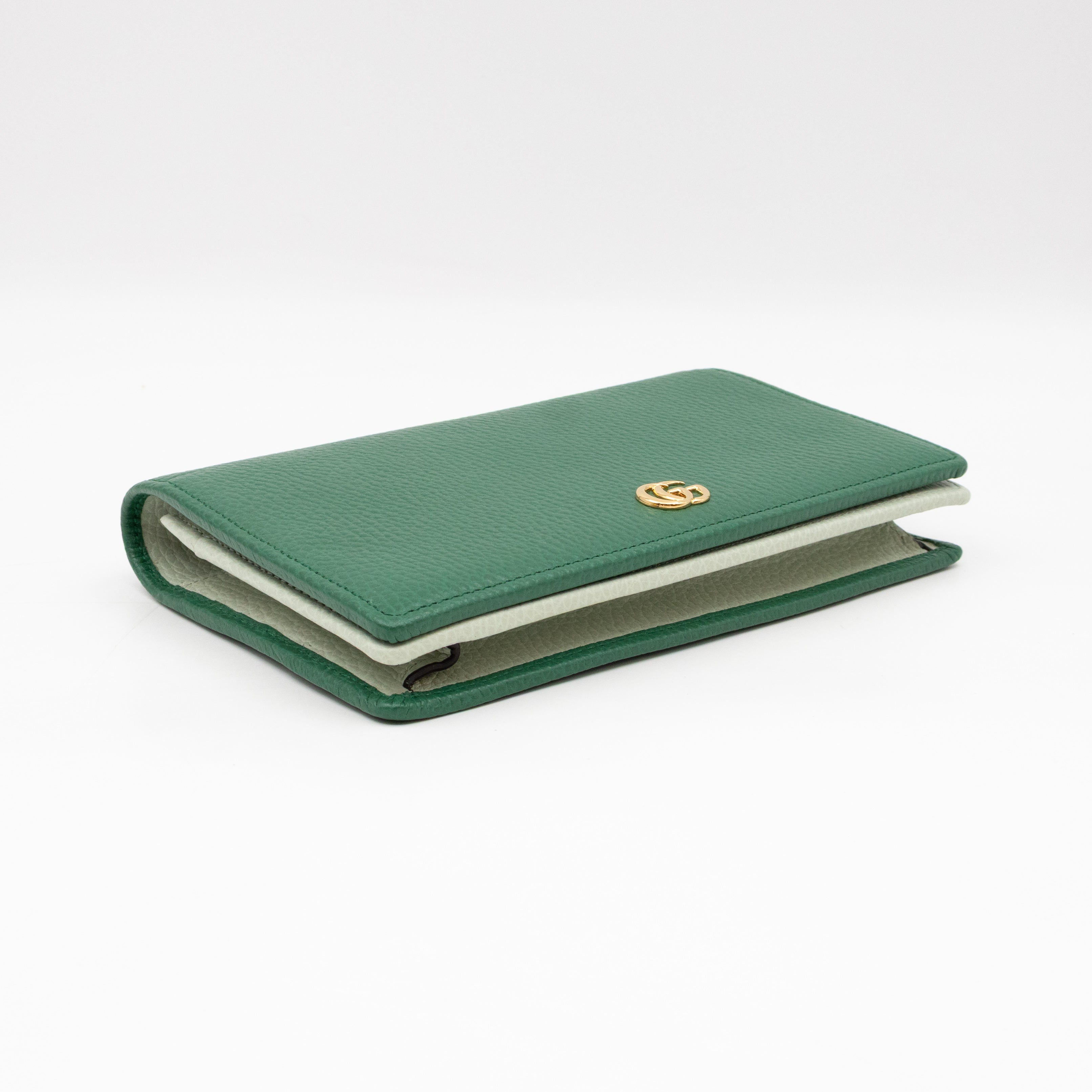 Bi-color GG Marmont Wallet On Chain Green Leather
