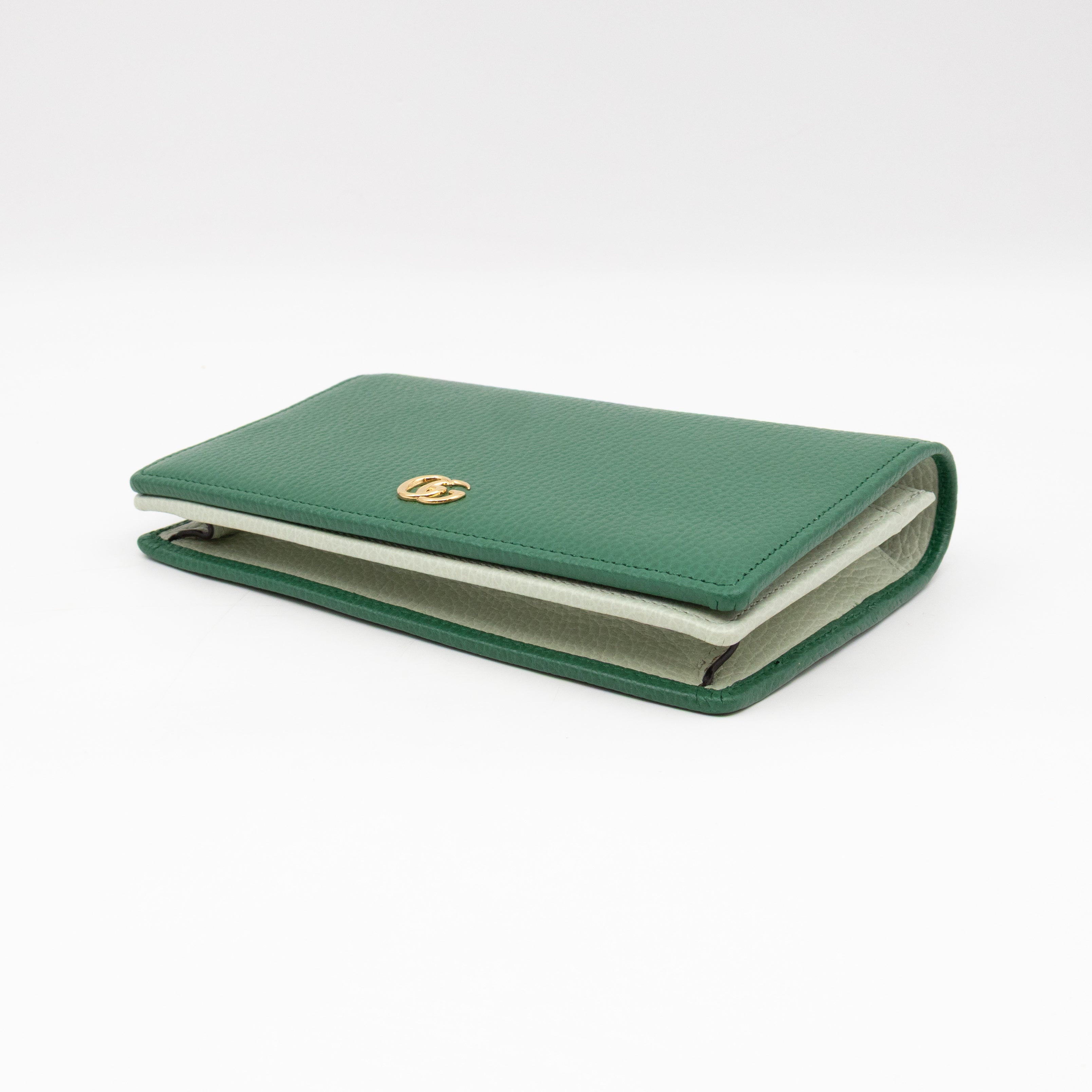 Bi-color GG Marmont Wallet On Chain Green Leather