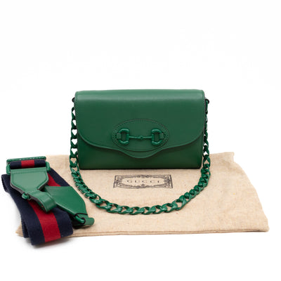 Horsebit 1955 Mini Crossbody Bag Green Leather