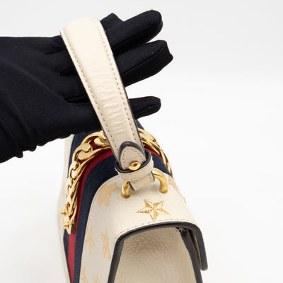 Sylvie Mini Top Handle Bag Bee Star White Leather