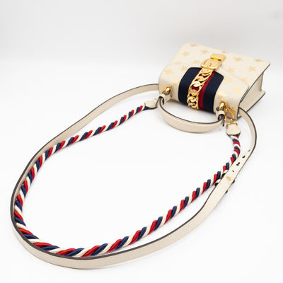 Sylvie Mini Top Handle Bag Bee Star White Leather