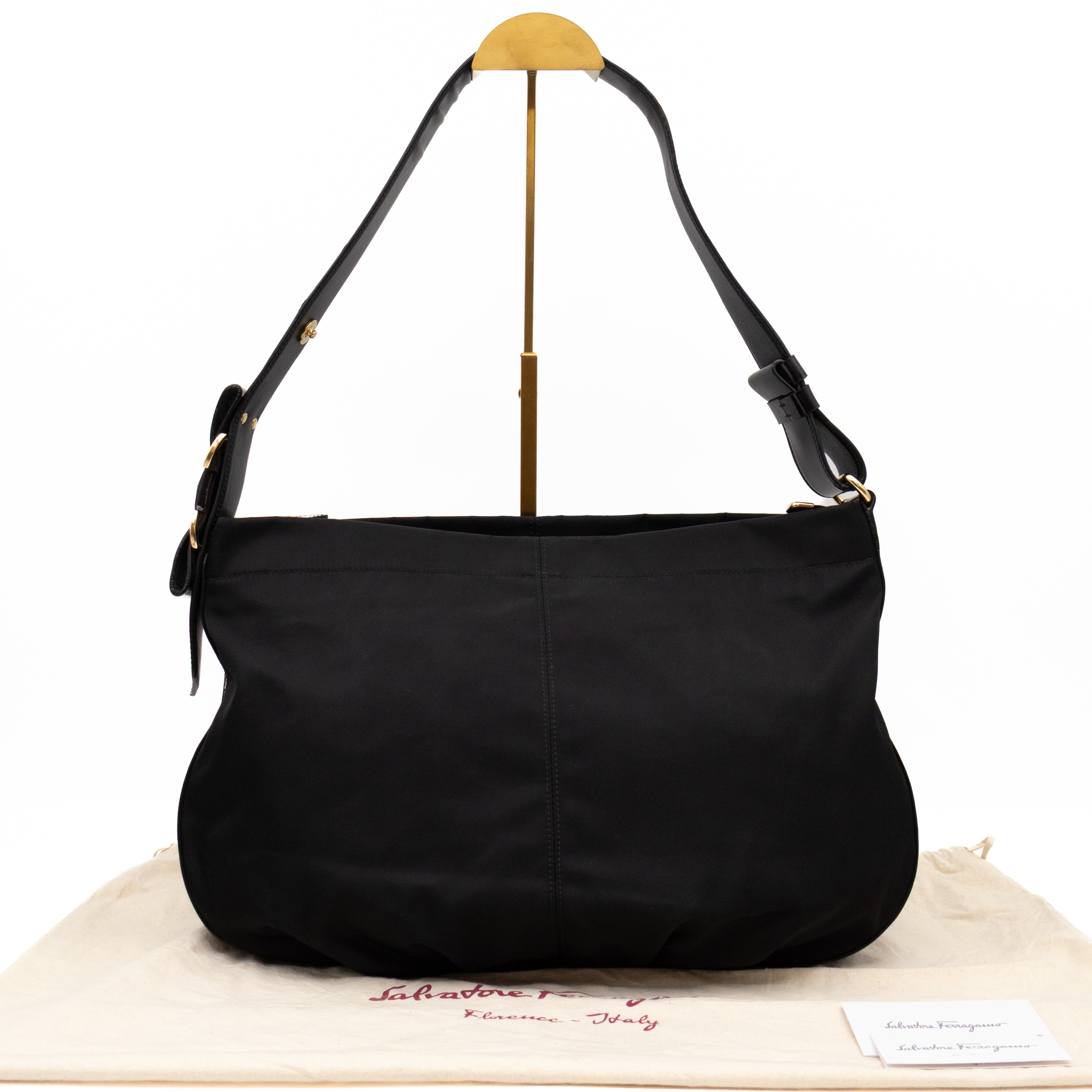 Shoulder Bag Black Nylon & Patent Leather