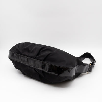 Shoulder Bag Black Nylon & Patent Leather