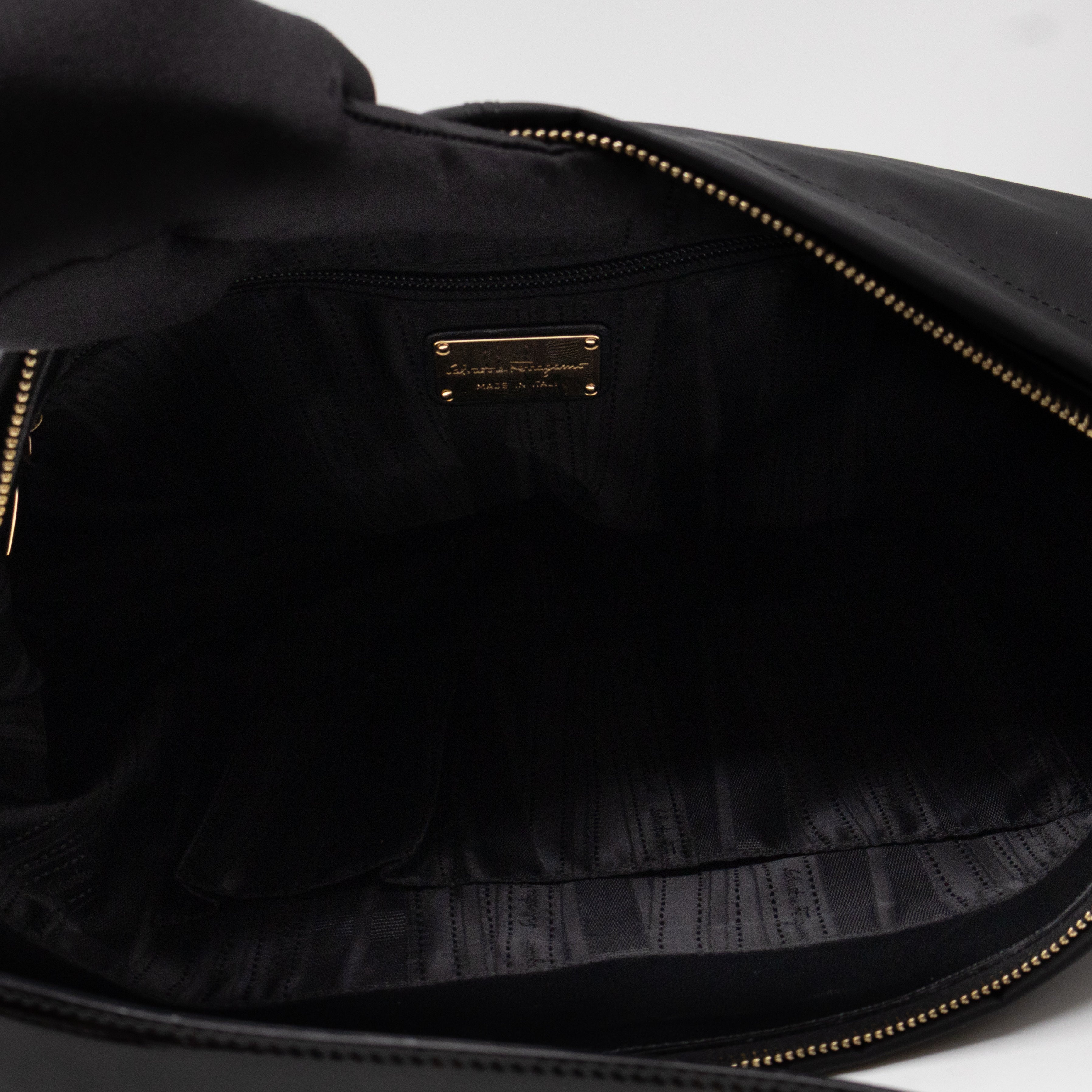 Shoulder Bag Black Nylon & Patent Leather